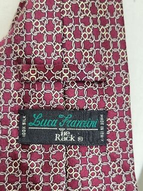 Luca Franzini Tie Rack Silk Tie in Burgundy & Gold Chain Pattern Made in Italy